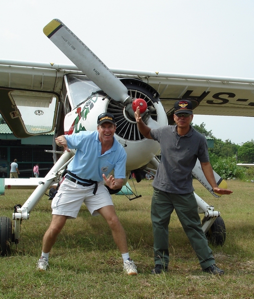 Khun Sak getting ready for Sun & Fun with his Tango Squadron Hat on!!!