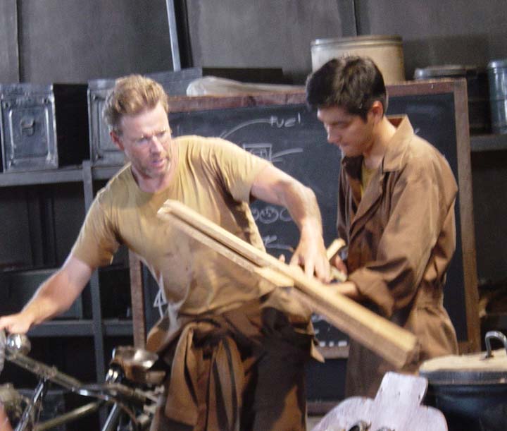 Pierre teaches Duang how to fly by using a bicycle and a wooden model airplane. 