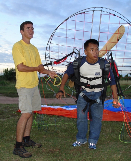 George and BMG Team preparing to set a Thai Paramotor Speed record