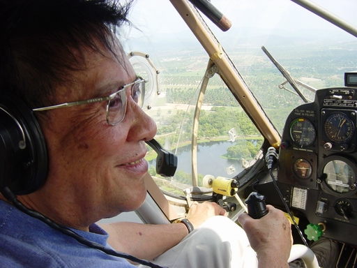 Adjan Krisda at the controls of the Wilga.